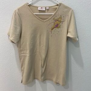 Quaker Factory Beige Seashell Shirt Size Small